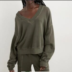 Aerie v neck olive sweatshirt size xs
